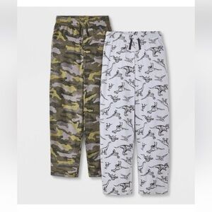 NWT! Cat & Jack Dinosaur and Camo Pajama Bottoms set. Size large